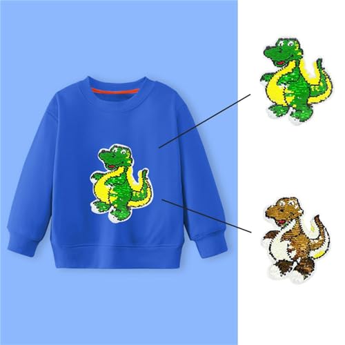 Boys' Long Sleeve Hooded Boys And Girls Hoodie Spring And Autumn Color Sequins Big Children Long (Blue, 4-5 Years)2