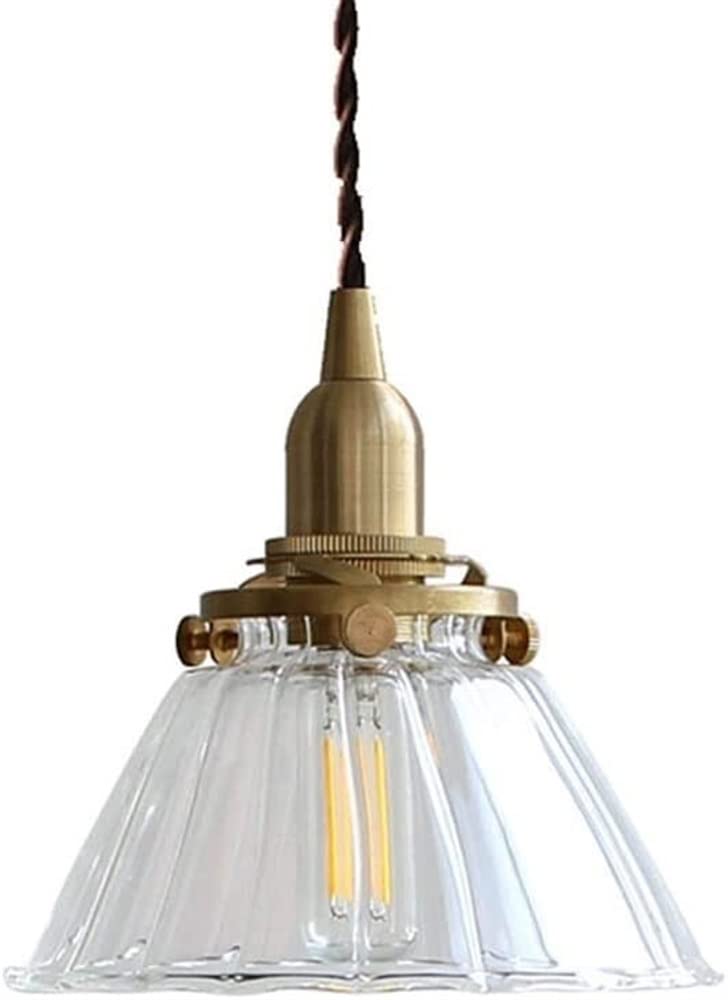 Lustre en verre strié et laiton chic style japonais pour salle à manger