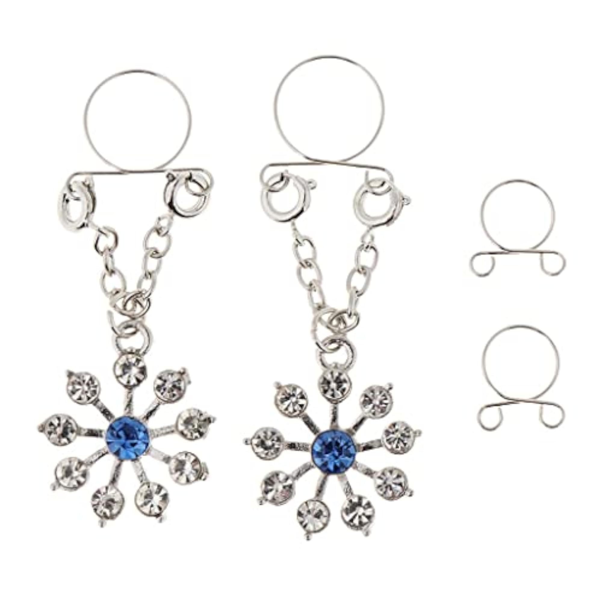 Crystal Flower Dangle Non Piercing Nipple Ring