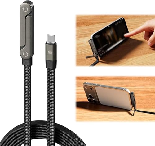 Image of MX Invisible Holder Charger Cable with Stand, 240w Super Fast Charging 2-in-1 Fast Charging Cord & Multi-Angle Phone Stand for Gaming, Office, Car Travel, Type-C Charging-Cable (USB Type C - 1.5m)