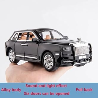 Big Size Rolls-Royce Cullinan Model Car Exclusive Alloy Metal Pull Back Die-cast Car Toy car with Openable Doors & Light, Music Gifts Toys for Kids (1:32 Scale)(Multi Color)