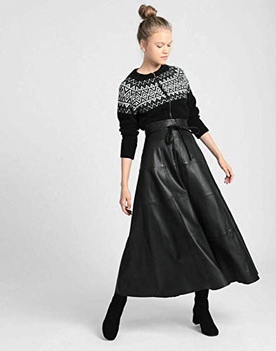 brandMe Women's Leather Skirt Genuine Lambskin Pure Leather Full Length Skirt BS0232