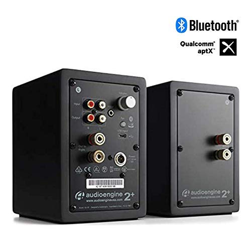 Audioengine A2+ Plus Wireless Speaker Bluetooth | Desktop Monitor Speakers | Home Music System aptX Bluetooth, 60W Powered Bookshelf Stereo Speakers | AUX Audio, USB, RCA Inputs,16-bit DAC (Black)