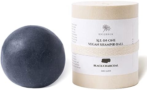 ERIGERON All-In-One Black Charcoal Shampoo Bar for All Hair Types & All Skin Types - Cruelty-Free, Vegan, All Natural Ingredients Handmade with Plastic Free, Eco-Friendly & Zero Waste