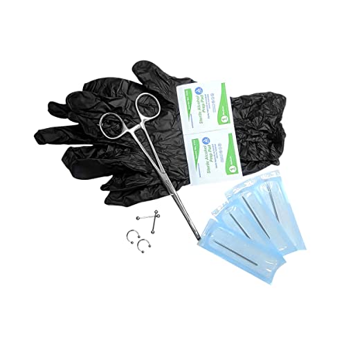 Kit de piercings 14 piezas profesional sólido titanio joyería 14G 2 barras rectas y 2 barras circulares ideal Cover