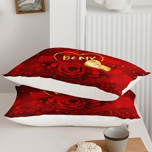 Image of QOOMO Red Rose Kids Bedding Set,Plant Print Comforter Set Full Size for Boys Girls Teen Room Decorat,Soft Lightweight Bed Set All Season,1 Comforter 2 Pillowcases