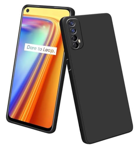 Image of BlazeTech for [ Realme 7 / Narzo 20 Pro ] Liquid Silicone Back Case Cover Flexible |Inner Lining| with Camera Protection Back Cover for [ Realme 7 / Narzo 20 Pro ] - Black