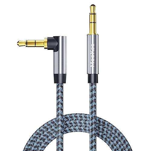 Cable audio 3.5mm TRS trenzado en nailon de alta resistencia con clavija acodada