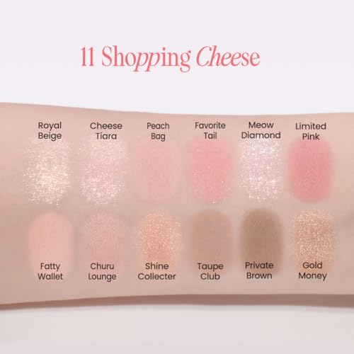 Image of CLIO Pro Eye Palette Air, 12-Color Matte & Shimmer Eye Shadow, Air-Fit Pigmented Buildable Color, Low Fallout, Warm Light Neutral Tone for Daily Makeup, Safe for Sensitive Eyes (11 SHOPPING CHEESE)