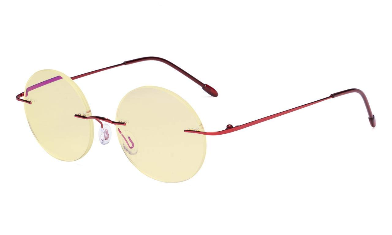 Eyekepper Titanium Rimless Orange Tinted Lenses Computer Reading Glasses Readers Men Women