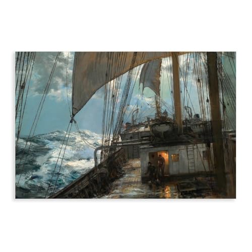 Impression d'art A Night at Sea de Montague Dawson sur toile premium de 30x45cm