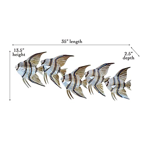 T.i. Design Angelfish School Of 5 | Contemporary Coastal Tropical Fish Stainless Steel Metal Wall Decor #TOP6