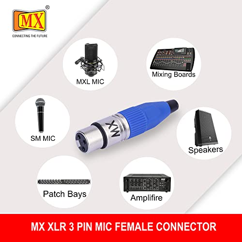 Image of MX 3 Pin XLR Microphone pin Pure Copper Nickel Plated Pins1 for High Conductivity microphone (3-pin microphone Female connector, Pack of 4, Female Connector)