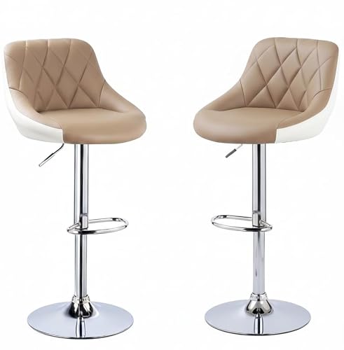 Seatfit Adjustable Leather Bar Stool Chair, 360° Swivel Counter Height Stool, Chrome Base 60-82cm