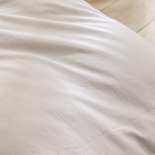 Image of BESTOUCH Cotton Solid Duvet Cover Set Linen Feel Linen Grey Oversized Full | 100% Washed Cotton, Soft Wrinkle Texture, Hidden Zipper, 8 Ties, Breathable Lightweight Durable Comfy, 3 Pcs No Insert