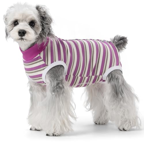 Image of Dog Surgery Recovery Suits, Sleeveless Dog Recovery Suit Female, E-Collar & Cone Alternative Surgical Suit for Small and Medium Dogs After Surgery, Striped Dog Onesie Pajamas
