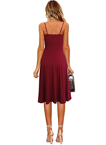 Image of Berydress Women's Casual Beach Summer Dresses 2026 Solid Cotton Flattering A-Line Spaghetti Strap Button Down Midi Sundress