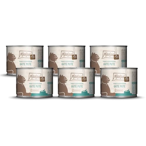MjAMjAM - Premium Nassfutter für Katzen - purer Fleischgenuss - gute Pute pur, 6er Pack (6 x 200 g), getreidefrei mit extra viel Fleisch – Ansicht 1