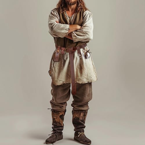 Disfraz medieval de cosplay con cinturón y botella de poción para falda de Halloween 6