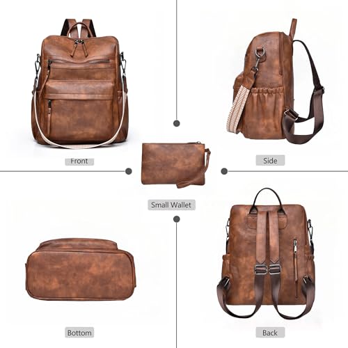 Image of Dora & Liz Womens Backpack Purse Leather Backpack Purse for Women Travel Fashion Backpack Designer Ladies Shoulder Bags