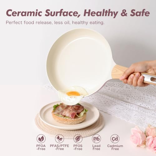 Image of SENSARTE Ceramic Pots and Pans Set Nonstick, Kitchen Cookware Sets, 14-Piece Induction Cookware, Non-toxic Healthy Non Stick Cooking Set, with Frying Pans Set, PFAS PTFE PFOA PFOS Free