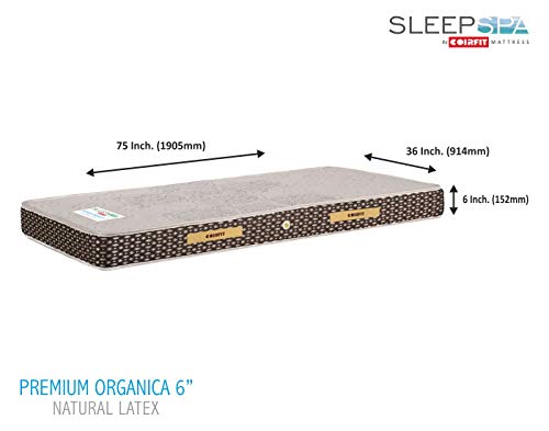 Image of SLEEPSPA BY COIRFIT ORGANICA Natural 6' Inch Single Size Latex Foam Mattress (75 x 36 x 6, Grey)