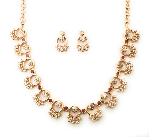 Image of Sasitrends Micro Gold Plated Peacock AD Stone Studded Jewellery Set