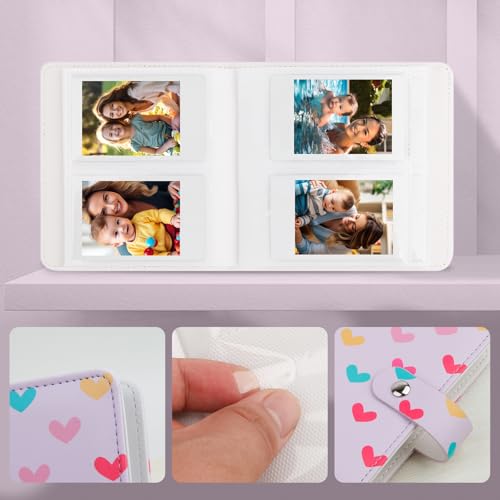 112 Pockets One-Handed Mini Photo Album 2 x 3 Portable Kpop Photocard Holder Compatible with Fujifilm Instax Mini Cameras/Polaroid Snap Touch/SocialMatic Instant Cameras (2Packs, Purple) - Image 4