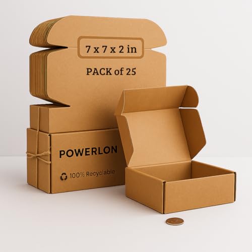 POWERLON 3 Ply BROWN Flap Corrugated Packaging Box, Size 7X7X2 Inches Paper Cardboard for Secure Shipping |Durable & Eco-Friendly Packaging Inches Pack of 25 - Image 2
