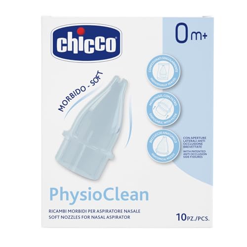 Chicco Ricambi Morbidi per Aspiratore Nasale Physioclean, 0m+, Bianco, 10 pz