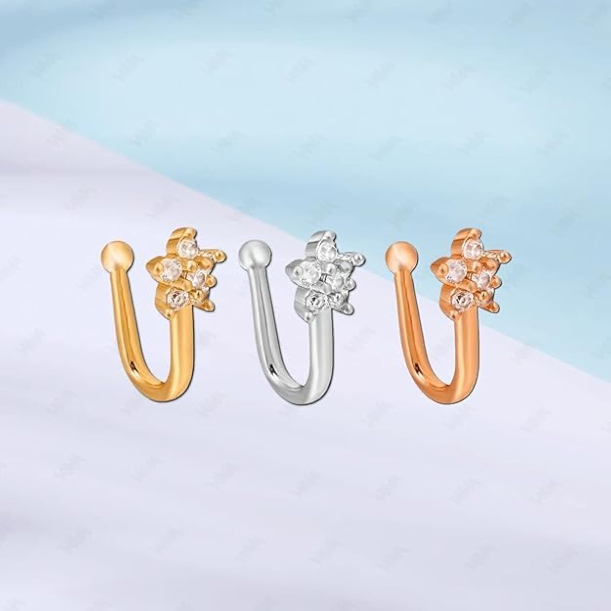 Clip-On Nose Rings Without Piercing, Combo Nose Pin Stud