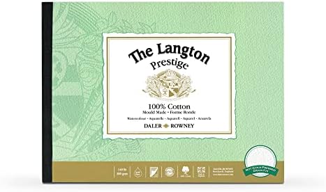 Daler-Rowney The Langton Aquarellpapierblock, kaltgepresst, 300 g/m², A5, einseitig geklebt, 12 naturweiße Blätter, ideal für professionelle Künstler und Studenten Daler-Rowney The Langton Aquarellpapierblock, kaltgepresst, 300 g/m², A5, einseitig geklebt, 12 naturweiße Blätter, ideal für professionelle Künstler und Studenten