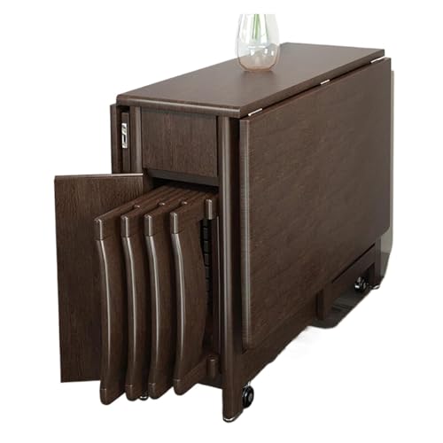 Mesa Plegable, Mesa de Cocina abatible, Juego de Mesa y sillas Plegables de Nogal, Mesa de Comedor Rectangular retráctil for el hogar, Incluye 4 sillas, no Requiere ensamblaje.