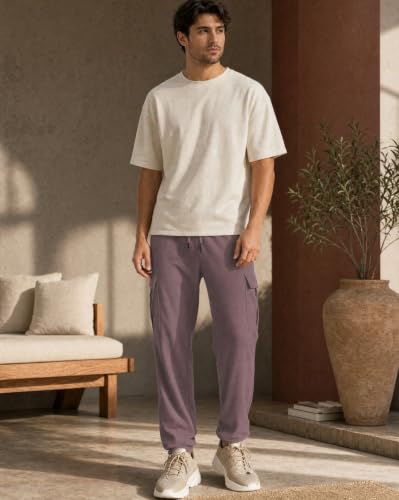 Image of Nobero Joggers for Men | Oversized Fit | Elasticated Waist with Drawcord | Soft & Breathable Fabric | Loose Track Pants | Casual & Streetwear