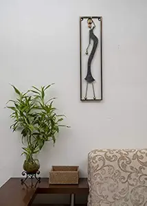 Malhar Handicraft African Woman Facing Right Metal Allira Wall Decor for Modern Home Decoration, Kitchen, Living Room, Drawing Room and Restaurant, 6.5 X 0.5 X 25 Inches