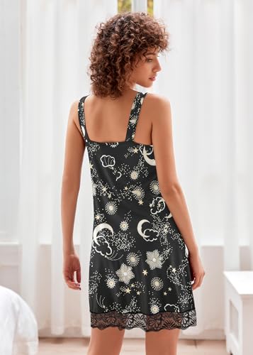 Image of Ekouaer Womens Nightgown 2 Pack Nightgown V Neck Lace Sleepwear Sleeveless Chemise Women's nightgowns & sleepshirts S-XXL