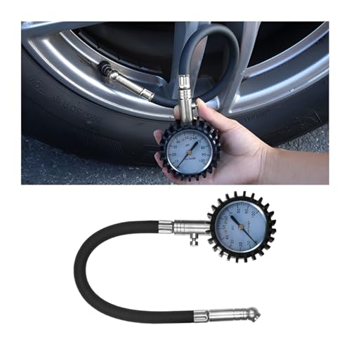 Image of HZEL Car Tire Pressure Gauge (0-100 PSI), Vehicle Air Pressure Gauge Accurate with Large Dial, Automotive Exterior Tyre Stress Gauging Accessories, Universal for Motorcycle Sedan Truck (Silver)
