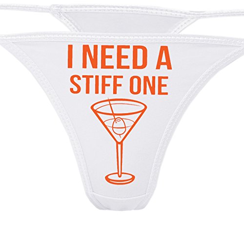 Image of Knaughty Knickers - I Need A Stiff One White Thong - Fun Flirty Underwear - Panty Game Bachelorette Bridal Lingerie Shower