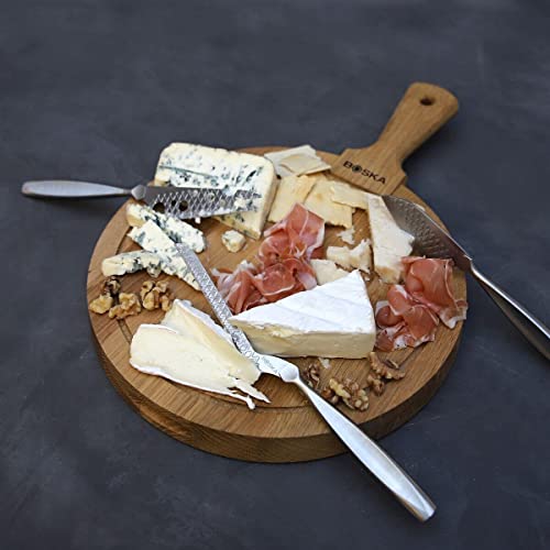 Image of Boska Stainless Steel Cheese 3 Knife Set - Great for Cheese - Multi-Purpose Cheese Slicer - Handheld Slicer - Silver Non-Stick - Dishwasher Safe - For Kitchen Cooking