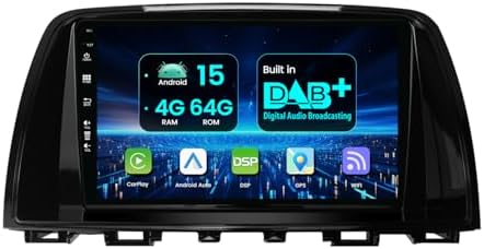 [4GB+64GB with DAB+ ] Android 15 IPS Car Stereo For Mazda 6 GJ Atenza/CX-5 2012-2016 - CarPlay/Android Auto - LED Camera+ MIC - 9 Inch IPS GPS Navi - Steering Wheel Fast-boot 360-CAM WIFI BT