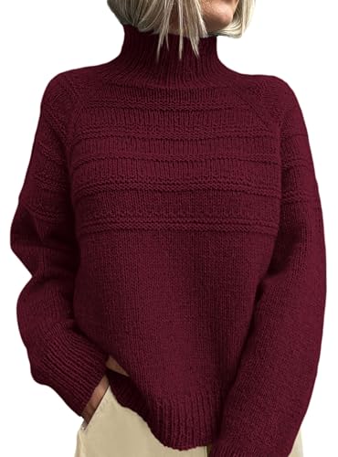 PRETTYGARDEN Women's Turtleneck Sweaters 2025 Fall Chunky Knit Pullover Long Sleeve Jumper Tops Trendy Winter Clothes