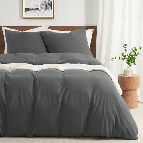 WohlNest Housse de Couette 200x200 Microfibre Polyester Ultra-Douce Oeko-TEX Parure de lit Gris -Housse de Couette 200x200 + 2 Taies d'oreiller 65x65