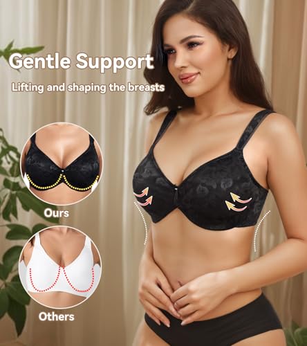 Image of DotVol Women's Underwire Minimizer Comfortable Full Coverage Everyday Bra with Non Padded