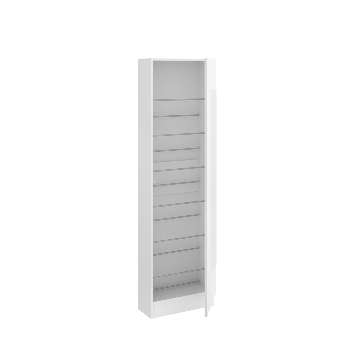 DEKIT GRUPO RIMOBEL Jazz Armario Zapatero con Espejo, Madera de ingeniería, Blanco, 185x50x27 cm