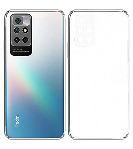 Image of Soft Flexible Silicone Back Cover Compatible with Xiaomi Redmi 10 Prime, Transparent Case + Screen Guard