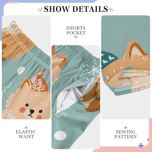 ZZXXB Lovely Pomeranian Snow Print Boys Long Pants Soft Trousers Elastic Waist Kids Lounge Bottoms with Pockets S-XL4