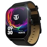 Titan Zeal 1.85" AMOLED Metal Case Smart Watch with BT Calling, SpO2, 100+ Sports Modes, Auto Sports Recognition, Fast Charging Smartwatch for Men & Women with – Black Leather Strap (Black)