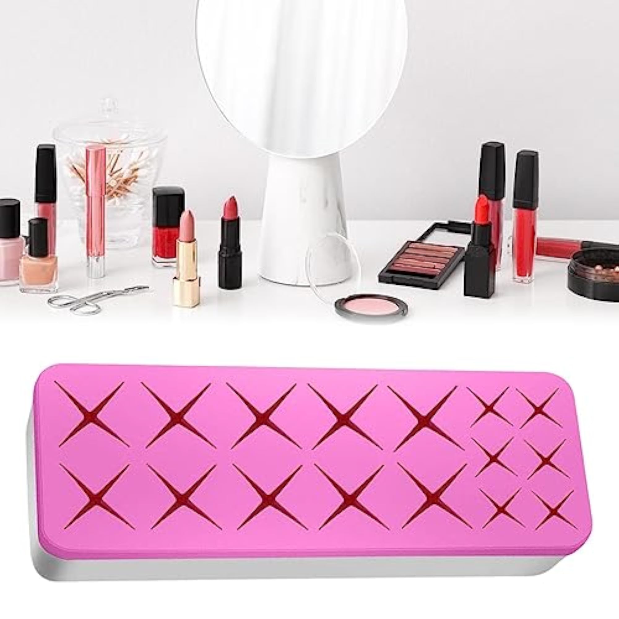 Lip Gloss Organizer for Women, Rose Red Desktop Storage