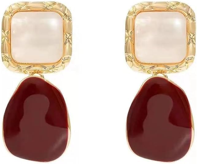 Shejuety Drop Earrings for Women resin earrings Geometric Minimalist Design Gold Tone Alloy Lightweight Pendant Earrings Fashion Earaccessory Gifts