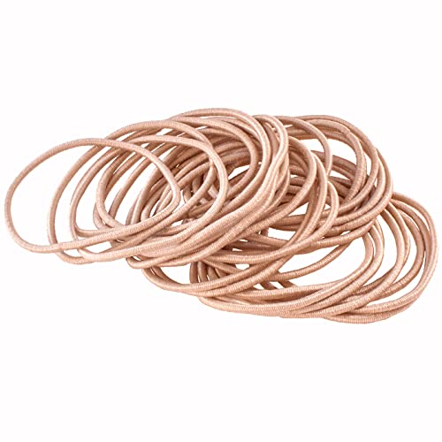 HAARallerliebst® Pack of 30 Thin Hair Bobbles Colour Medium Beige, 1.5 mm, Metal-Free Braid Elastics - Image 2